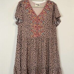 Savanna Jane Pink and Black Dotted Dress